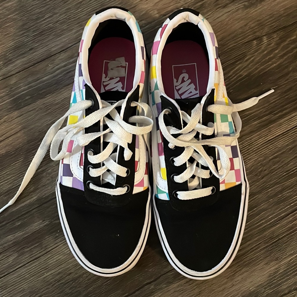 Multicolor Grid Vans